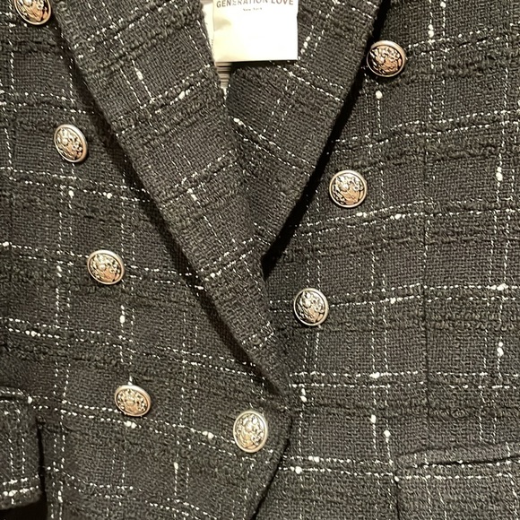 NWT Generation Love Knight Black White Tweed Blazer jackets - Picture 5 of 9